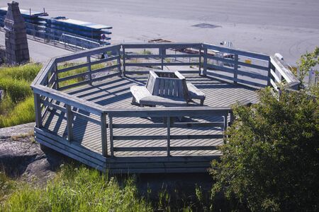 Wooden view point, near the  sea, in hanko, Finlandの写真素材
