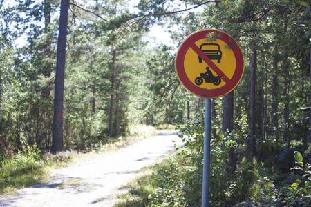 No cars allowed, at a route, in the forrestの写真素材