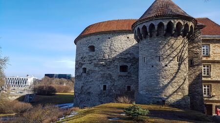 Stone castle Margaret tower, in tallin, estoniaのeditorial素材