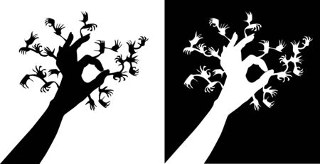 Terrible tree consisting of set of hands; のイラスト素材