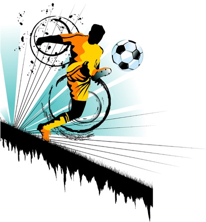 football player attack gate of the opponent; のイラスト素材