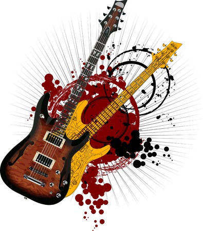 guitar gold - on a bright background red and black colors;のイラスト素材