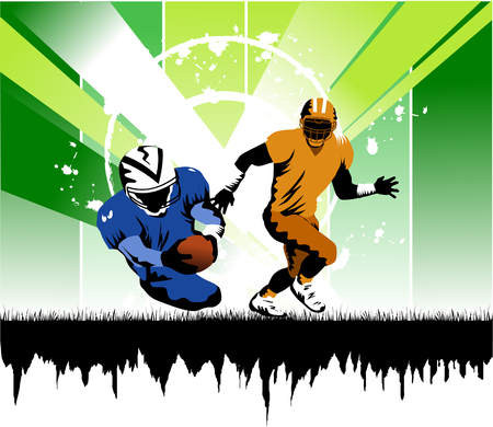 football player running with the ball in his hands to the gate of rival; のイラスト素材