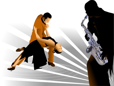man and the woman dance a tango.  illustration, のイラスト素材