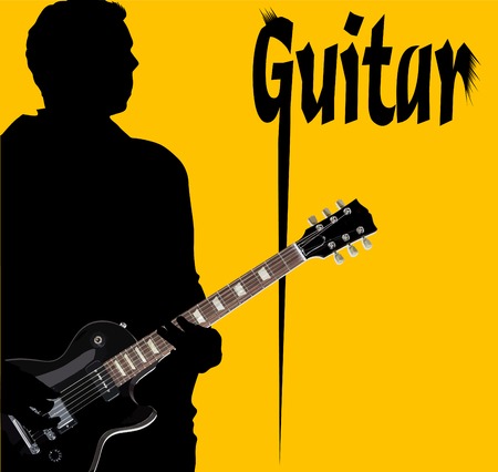 guitar black - on a bright background colors (vector and illustration); のイラスト素材