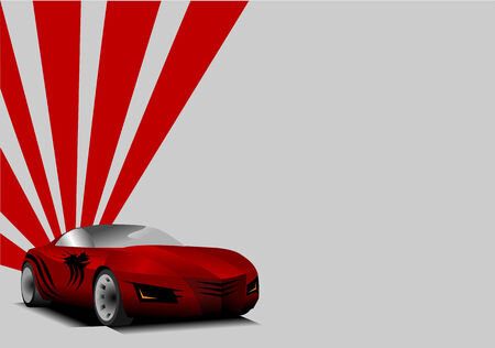 red sports car on a gray backgroundのイラスト素材