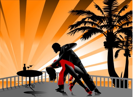 The man and the woman dance a tango.のイラスト素材