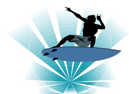 The man on the board overcomes the high tide; のイラスト素材