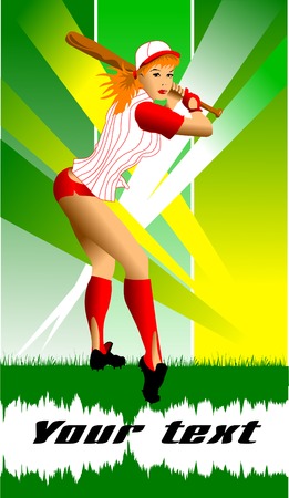 Baseball player strikes the ball with a stick;のイラスト素材