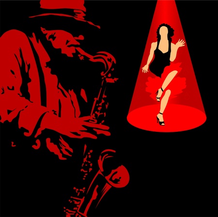 Man with saxophone on a black background; のイラスト素材