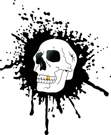 skull against the black spots of blood (vector); のイラスト素材