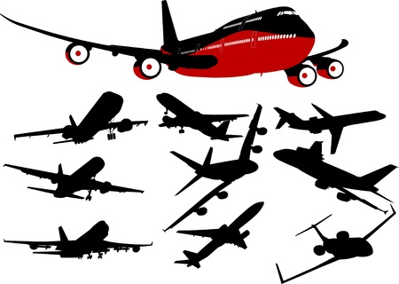 large collection of aircraft of different typesのイラスト素材