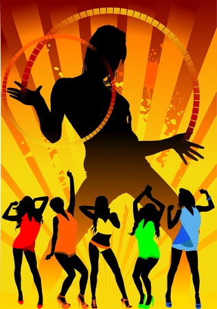 Party at a nightclub decorated in red (vector illustration);のイラスト素材