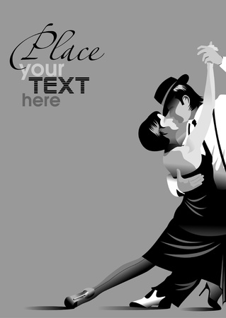 couple participates in competitions in tango in the dark.のイラスト素材