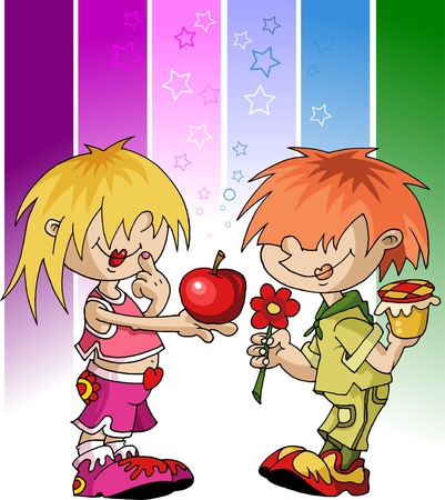 kids celebrate - the Jewish New Year; のイラスト素材