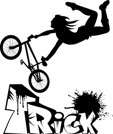 teenager makes a dangerous leap on the bike.のイラスト素材