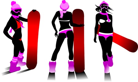 woman on a snowboard jump performs complex のイラスト素材