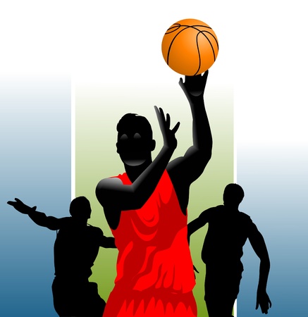 three basketball players in the form of different colors (vector); のイラスト素材
