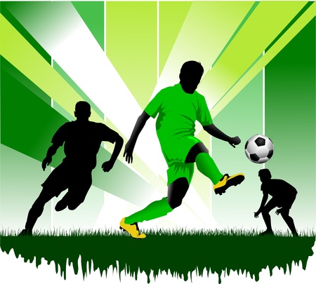 soccer design element; green background (vector-illustration); のイラスト素材