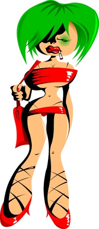 beautiful girl in sexy dressのイラスト素材