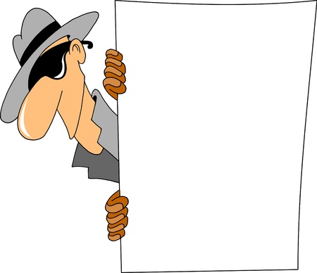 cheerful man talking in his hands poster illustration , のイラスト素材