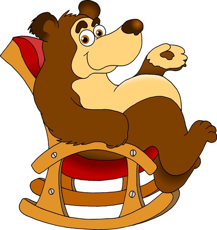 funny bear sitting in a rocking chair  vector illustration ; のイラスト素材