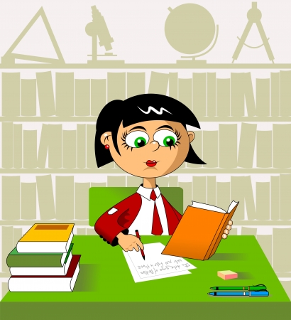 girl writes in a notebook testのイラスト素材
