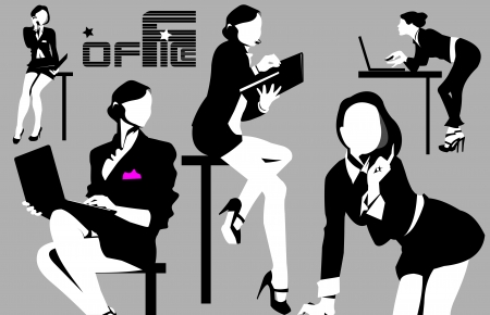 collection businesswoman at different working for the office; のイラスト素材