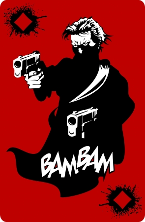 men in black suits with a weapon, vector, illustrationのイラスト素材