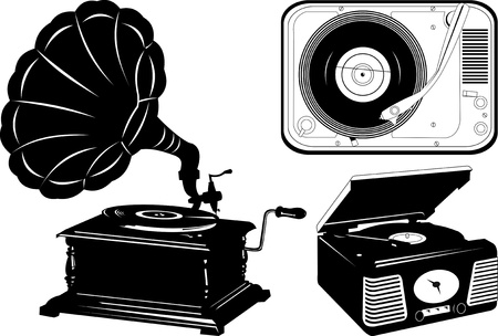 collection of old players in black and white image, illustrationのイラスト素材