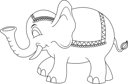 Baby elephant in a circus costume, vector and illustrationのイラスト素材
