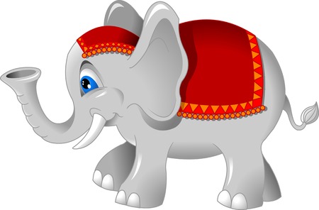 cheerful elephant in a red cap, vector and illustration のイラスト素材