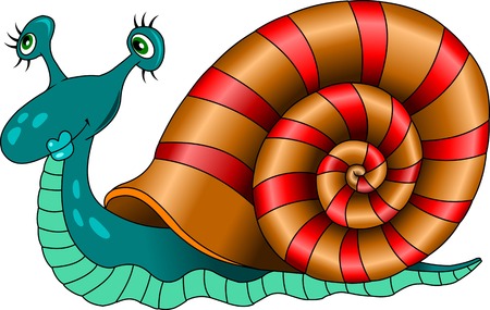 Illustration of the snail with different shells on a white backgroundのイラスト素材