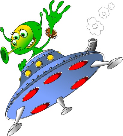 Green man waving from the spacecraft, the vector
のイラスト素材