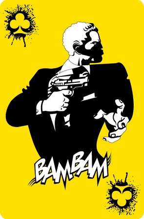 men in black suits with a weapon, vector and illustrationのイラスト素材