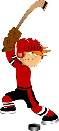 Jolly hockey player launches an attack on the opponent'sのイラスト素材