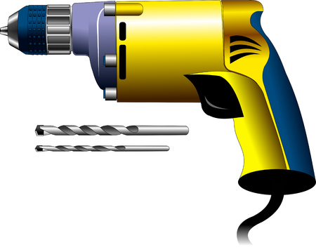 Illustration of a drill isolated on white background, vector illustrationのイラスト素材