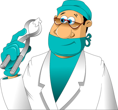 Dentist shows a tooth pulled; and vector illustrationのイラスト素材