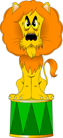 An angry lion with a red mane, vector and illustrationのイラスト素材