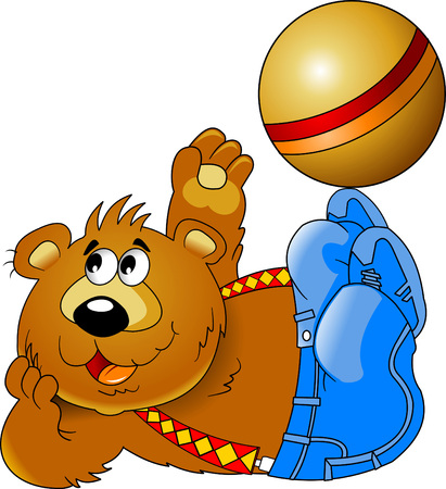 fun little bear playing with a ball, vectorのイラスト素材