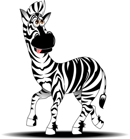 fun zebra with black stripes, vector and illustrationのイラスト素材