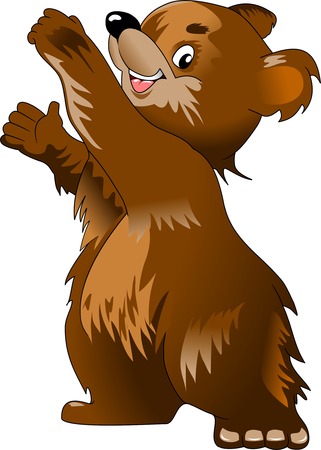 Happy teddy bear raising his armsのイラスト素材