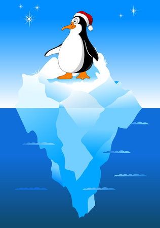 little black penguin with orange beak on a white backgroundのイラスト素材