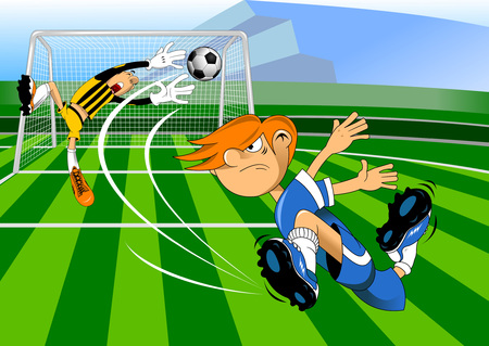 Image of a young man playing football, illustrationのイラスト素材