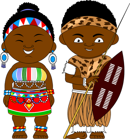 Man and woman in national African clothes, vector and illustrationのイラスト素材