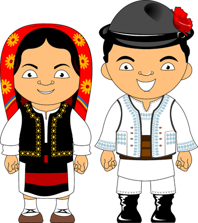 Man and woman in traditional costume, vector flat illustration
のイラスト素材