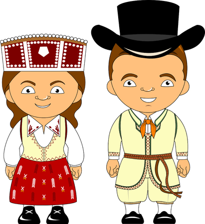 Man and woman in traditional costume, vector flat illustration
のイラスト素材