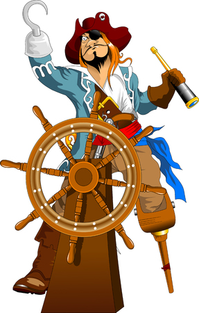 Pirate Captain holding a sword and wearing hat Graphic Vector Imageのイラスト素材