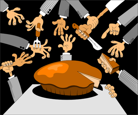 corruptionist plunders the state, overspend one's budget, vectorのイラスト素材