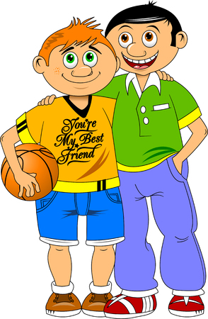 Two friendly male mature students chatting and two friends togetherのイラスト素材
